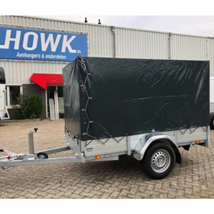 Enkelasser bakwagen met huif 250x130x150cm ongeremd